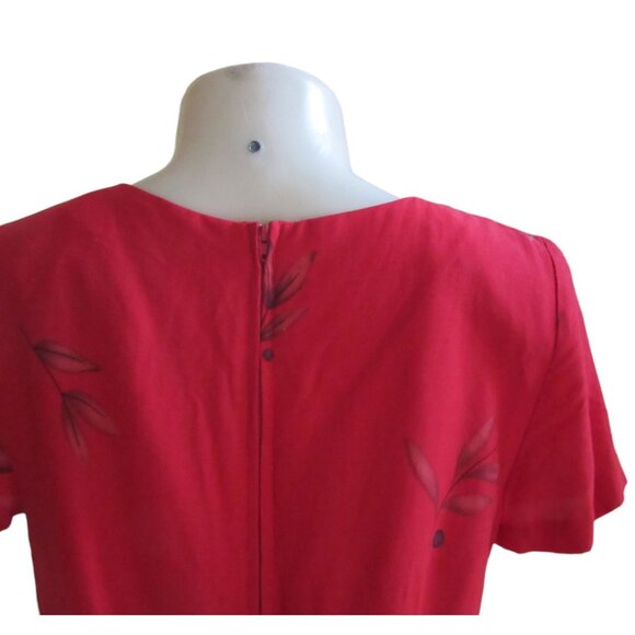 Vintage New w Tags, Scarlett Red Maxi Dress w Slits Tie Back Rayon Dress, Sz 8P - Picture 7 of 9